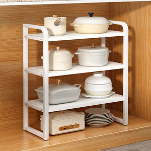 Kitchen Storage Rack Multi Tier Countertop Organizer Minimalist Design For Pots Plates And Kitchenware - Product Image 2