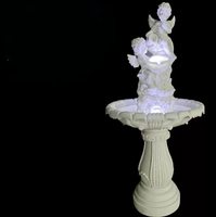 Décoration de jardin extérieure en résine, grande fontaine sculptée en résine de grès avec statues d'anges