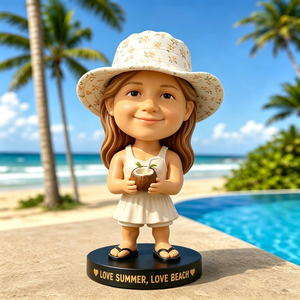 Figura de Bobblehead de Surfista Tropical Hecha a Mano en Poliresina, Personalizada, con Sombrero de Paja, Mini Tabla de Surf y <span class=keywords><strong>Chanclas</strong></span> - Product Image 6