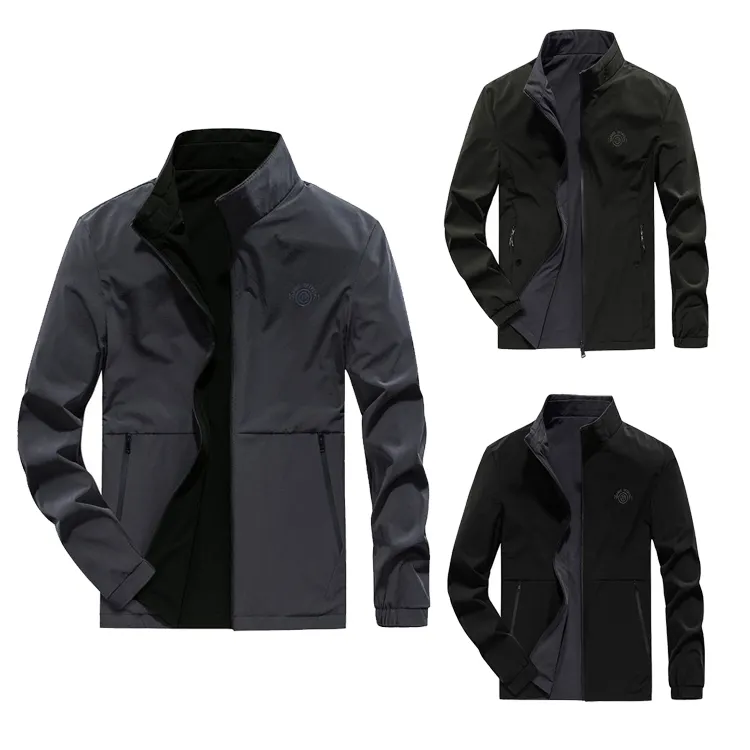 Özelleştirilmiş moda sonbahar bahar yumuşak kabuk erkek Windcheater ofis iş ceket ceket Casual