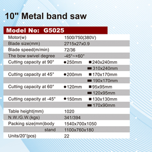 เครื่องตัดโลหะแบบวงกลม G5025 เครื่องเลื่อยตัดโลหะ เครื่องเลื่อยสายพานตัดโลหะ - Product Image 6