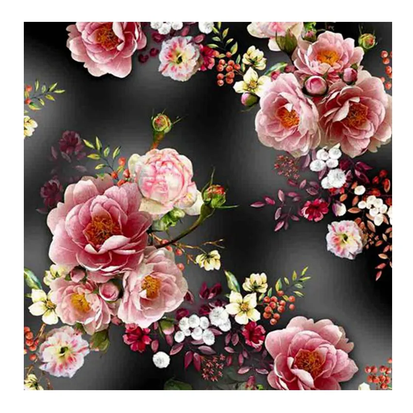 Vải Voan Polyester 75D Mềm Kiểu Dáng Thiết Kế Hoa Theo Yêu Cầu In Kỹ Thuật Số Cho Váy Cưới Nữ Vải