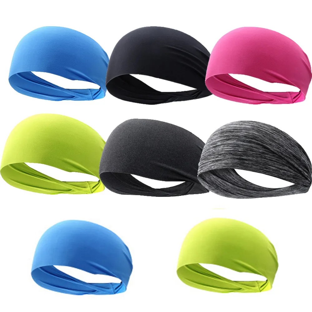 Breathable Unisex Sport Headband Moisture Wicking Gym Fitness Heads Bandage Sweat Hair Elastic Bands Stretch Head Bands