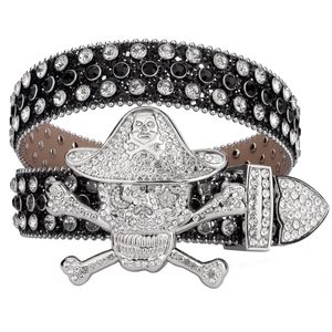 <span class=keywords><strong>Ceinture</strong></span> unisexe vintage style punk avec strass et boucle en alliage de <span class=keywords><strong>pirate</strong></span>, sangle en cuir PU, largeur 3,8 cm, longueur 120 cm, pour hommes et femmes - Product Image 3