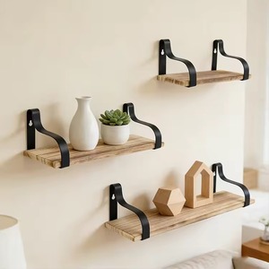 Wooden Handicrafts Floating Wall Shelf Wall Mounted Organizer Bathroom Toiletries Display Rack <strong>Background</strong> Decoration Wall Sign - Product Image 2