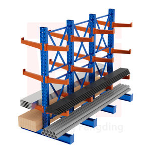 מדפי קנטילבר מתכווננים באיכות גבוהה, מדפי פלדה תעשייתיים עמידים למחסן צינורות ועץ - Product Image 1