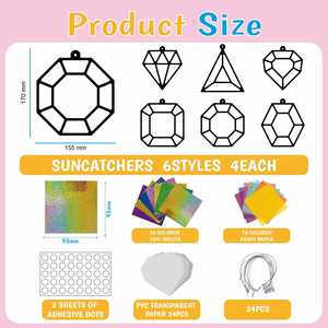 Kit de loisirs créatifs DIY en papier pour fenêtre, attrape-soleil à suspendre, motif bijou et diamant, pour activités scolaires, maison, fêtes d'enfants et cadeaux - Product Image 6