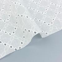 Rollo de tela de algodón blanco puro de alta calidad personalizado tela bordada con ojales para vestido de niñas