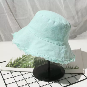 Sombreros de Pescador Lisos Deshilachados de Moda al por Mayor, Sombreros de Pescador de Lona Plegables Unisex para Mujer - Product Image 4