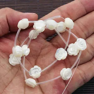 SP4037 MOP shell mother of pearl carved rose flower beads