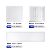 Plafonnier LED plat encastré rectangulaire en aluminium à émission arrière OEM 36W 40W 60W 600x600 1200x300