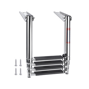 Échelle de bateau en acier inoxydable, 4 marches, rétractable, antidérapante, matériel marin pour la mise à niveau des bateaux - Product Image 1
