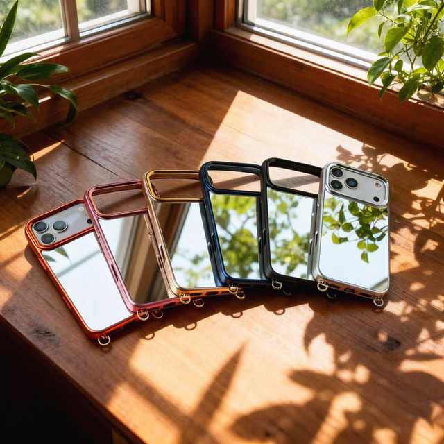 Magnetic Mirror Case for iPhone 17 Pro Max Luxury Plated With Strap Hook Makeup Mirror S26 Ultra Wireless Charger Phone Case