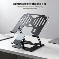 Support Ergonomique pour Ordinateur Portable Great Roc avec Support Téléphone, Réglable en Hauteur et en Angle, Rehausseur Portable pour Ordinateurs Portables et Tablettes de 10 à 17 Pouces