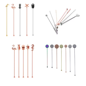 Đa-Hình Dạng Tái Sử Dụng Thép Không Gỉ Đồ Uống Khuấy Vàng Bạc Cocktail Khuấy Thanh Công Cụ Kim Loại Cà Phê Khuấy Khuyến Mãi - Product Image 1