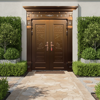 Portail de villa GUCI personnalisé en acier inoxydable, style moderne du milieu du siècle, couleur cuivre, laiton, bronze, sécurité antivol pour entrée principale