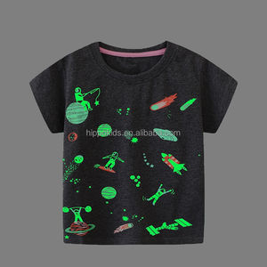 T-shirts lumineux de nuit de vente chaude de RTS pour des garçons lumineux 100% coton à manches courtes d'impression animale de planète pour des enfants T-shirts - Product Image 2