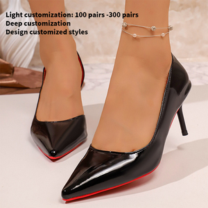 Nouvelles Chaussures Femme Sexy à Talons Aiguilles Pointus en Cuir Verni PU Couleur Vive avec Ouverture Latérale Talons Fins Ronds 7cm MuY1777 - Product Image 6