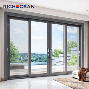 RICHOCEAN Portes coulissantes manuelles en verre trempé coupe-vent de haute qualité <span class=keywords><strong>Porte</strong></span> <span class=keywords><strong>coulissante</strong></span> en aluminium avec système coulissant - Product Image 6
