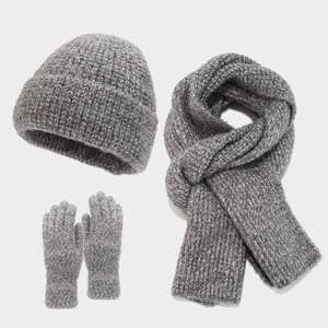 Nouvel ensemble élégant pour hommes et femmes : écharpe, bonnet et gants bicolores mélangés – Chaud pour l'hiver - Product Image 2