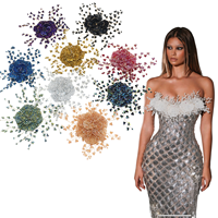Vente en gros d'appliques en strass 3D en cristal à coudre, accessoires vestimentaires pour la décoration de robes de mariée et de robes DIY