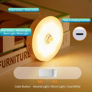 Nouvelle innovation 2026 : Lumière LED rotative à détecteur de mouvement pour armoire, ronde, rechargeable 5V, veilleuse à induction - Product Image 6