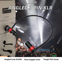 Câble de microphone XLR coudé mâle-femelle à profil bas, 3 broches, gaine PVC, blindage en feuille, 0,3 m