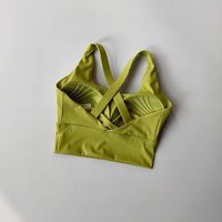 Bra Olahraga Wanita dengan Bantalan Dada Tetap Anti-Guncangan Berkekuatan Tinggi, Bernapas, untuk Yoga dan Lari, Tanpa Kawat, Rajutan Solid