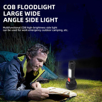 Lampe torche LED XPE rechargeable par USB avec lumière latérale COB, indicateur de batterie, quatre modes, torche portable en ABS pour le camping et les situations d'urgence