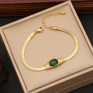 Popular Green Zircon Jewelry <b>Sets</b> for Lady High Quality 18K <b>Waterproof</b> Gold Plated Stainless Steel Necklace Bracelet Earring <b>Set</b> - Product Image 4