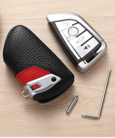 Étui pour clé de voiture en cuir véritable, écologique, à la mode, rouge et bleu, imprimé en sérigraphie, porte-clés, 100% neuf