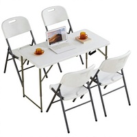 Ensemble de table et chaises pliantes d'extérieur, table de pique-nique en plastique blanc avec chaises à dossier pour les événements à domicile