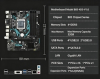 Nouvelle carte mère d'ordinateur de bureau B85 M-ATX, 4e génération Intel I7 I5 I3 LGA1150, quatre ports DDR3 RAM 32 Go avec USB3.0 pour PC