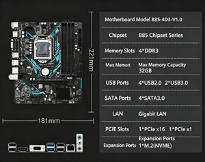 热门新品 B85 M-ATX 电脑台式机主板第 4 代英特尔 I7 I5 I3 LGA1150 四通道 DDR3 RAM 32GB 带 USB3.0 端口 适用于 PC - Product Image 2