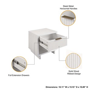 White Nightstand With Drawer And <b>Open</b> Shelf <b>Storage</b> <b>Unit</b> - Product Image 4
