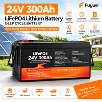 Batterie au lithium LiFePO4 Fuyue 24V 300Ah à décharge profonde, 8000 cycles, pour stockage solaire avec BMS intelligent et Bluetooth