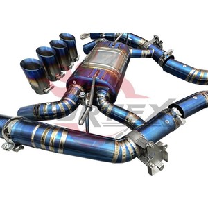 Système d'échappement Vortex Racing Titanium compatible avec M2 Competition F87 S55 3.0T Valvetronic Catback, silencieux à découpe en forme de pie, finition bleu brûlé. - Product Image 5
