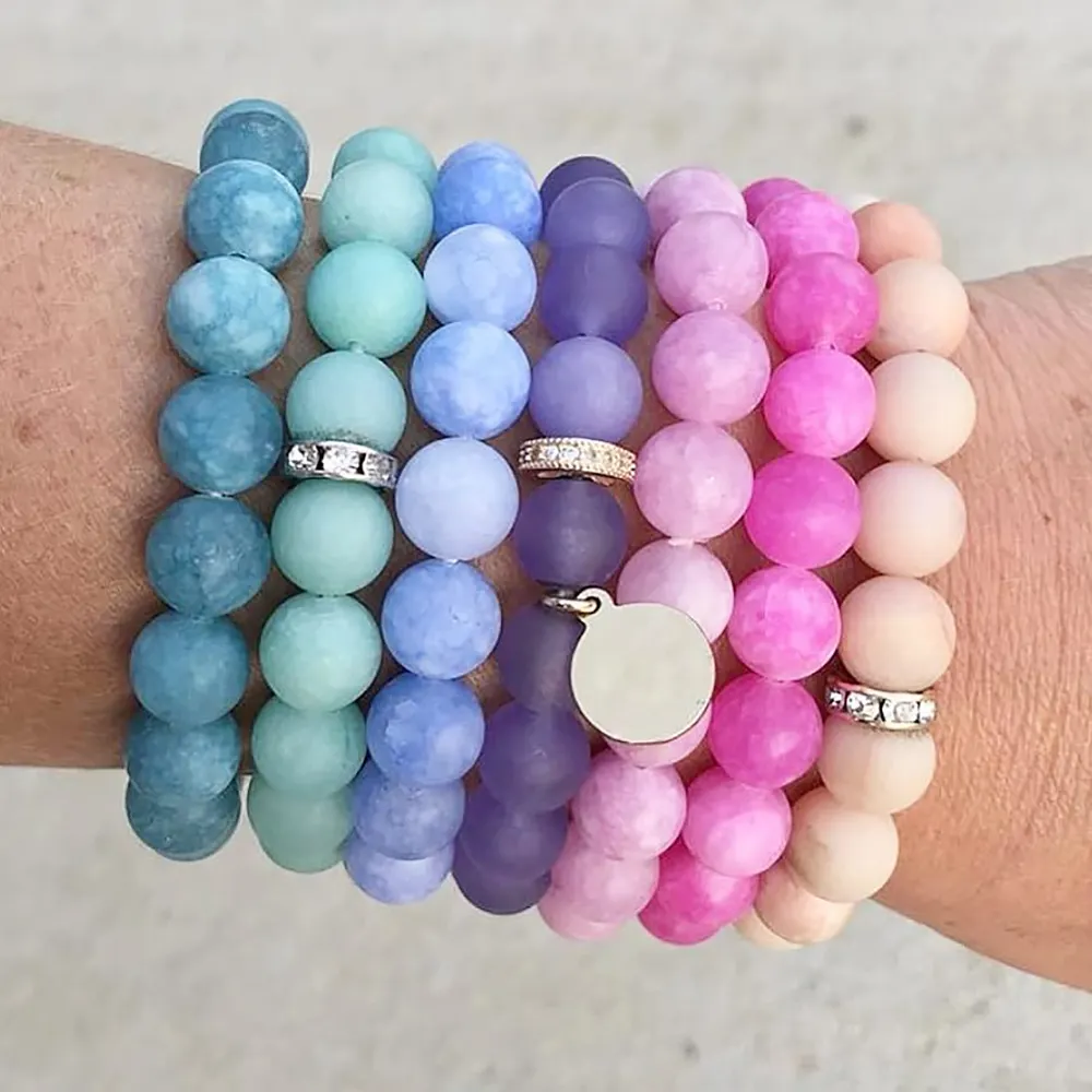 Bracelets et bracelets de bijoux fins d'été, Quartz de cristal de guérison naturel avec bracelet en perles de zircon d'espacement de beignet