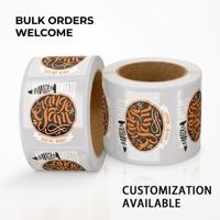 Op maat gemaakte OEM waterdichte, oliebestendige, zelfklevende etiketten met geprint logo, vinyl, voor fruitjam, honing, glazen potten, voedselverpakkingen en zakken.