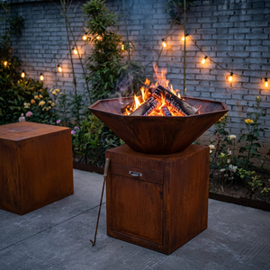 Barbecue rond en acier Corten personnalisé, résistant à la rouille, pour cuisine extérieure, foyer et mobilier de jardin, pour usine - Product Image 4