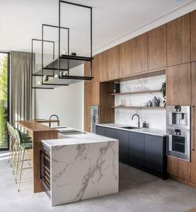 Современная вилла квартира Роскошная кладовая кухня гостиная деревянная светодиодная мраморная скамейка аксессуары мебельные шкафы - Product Image 4