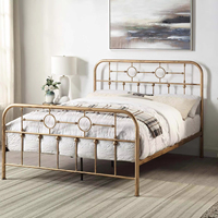 Cadre de lit en cuivre brossé à la main, style antique, lit plateforme en fer classique avec tête de lit décorative, meubles pour la maison et l'hôtel