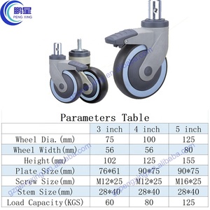 Pengxing Medical Hospital Bed <strong>Trolley</strong> Universal Castor Tpr 3 <strong>4</strong> <strong>5</strong> <strong>Inch</strong> Light Swivel Medical Caster Wheel Hospital Gurney Casters - Product Image 6