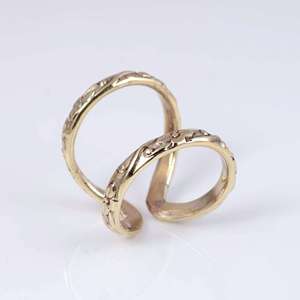 Anillo de Dedo Doble con Diseño Floral Bohemio, Acabado Antiguo, Geométrico, de Latón, para Mujer, Venta al Por Mayor, OEM, ODM - Product Image 3