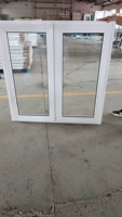 Fenêtre à battant en PVC blanc en stock, 1200*1200mm, simple vitrage trempé transparent 5mm, fenêtres écoénergétiques pour maison, hôtel, bâtiment
