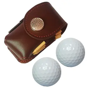 PU Leather Golf Balls Tees Holder Pouch Bag Storage Case with 2 Balls 3 Tees 1