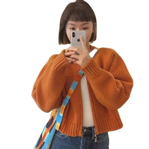 Nouveautés Cardigan femme couleur bonbon col rond Cardigan ample ouvert poitrine joli pull femme - Product Image 1