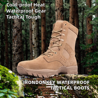 Bottes tactiques imperméables pour le camping, chaussures pour hommes avec fermeture éclair latérale, randonnée en plein air, cuir, tige haute, toutes saisons