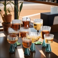 2024 nouveau Style verre à vin rouge et verres à Champagne sans plomb haute Borosilicate rayé gobelet Dessert tasses
