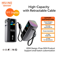 Batterie externe 100W à charge rapide 20000mAh pour ordinateur portable et drone, câble intégré de 70 cm, écran TFT, 4 ports PD QC AFC PPS MH878A
